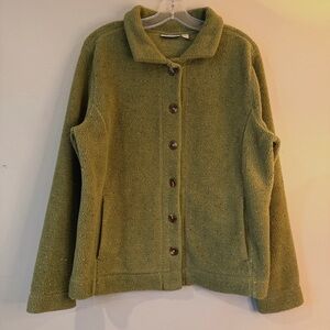 Olive Green Women's Button-Front Fleece Sweater